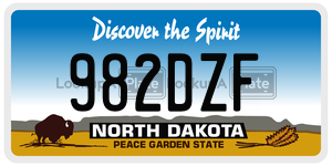 982DZF  license plate in ND