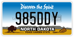 985DDY  license plate in ND