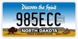 985ECC  license plate in ND