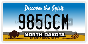 985GCM  license plate in ND
