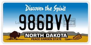 986BVY  license plate in ND