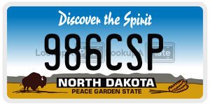 986CSP  license plate in ND