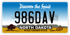 986DAV  license plate in ND