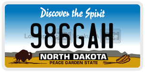 986GAH  license plate in ND