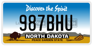 987BHU  license plate in ND