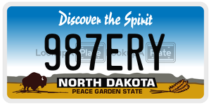 987ERY  license plate in ND