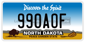 990AOF  license plate in ND