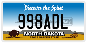 998ADL  license plate in ND
