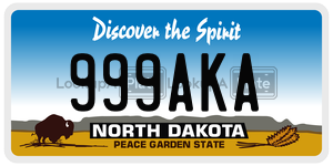 999AKA  license plate in ND