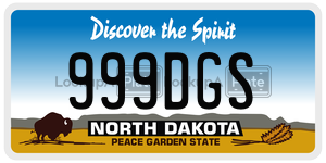 999DGS license plate in North Dakota