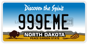 999EME  license plate in ND