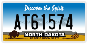AT61574  license plate in ND