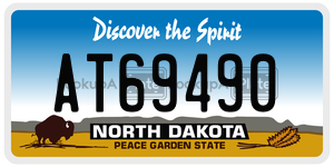 AT69490  license plate in ND