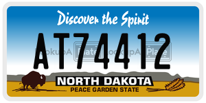 AT74412  license plate in ND