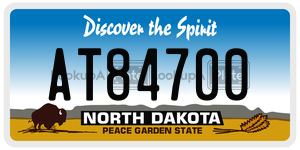 AT84700  license plate in ND