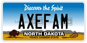 AXEFAM  license plate in ND