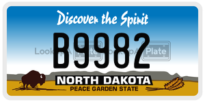 B9982 license plate in North Dakota