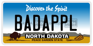 BADAPPL  license plate in ND