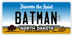 BATMAN  license plate in ND