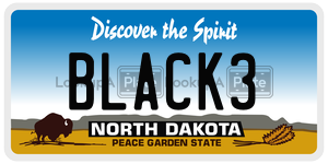 BLACK3 license plate in North Dakota