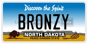 BRONZY  license plate in ND