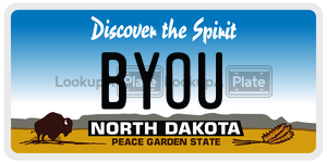 BYOU  license plate in ND