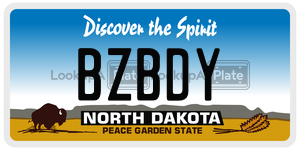BZBDY license plate in North Dakota