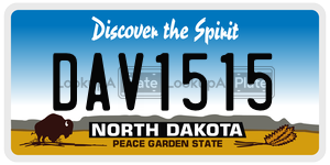 DAV1515  license plate in ND