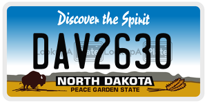 DAV2630  license plate in ND