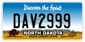 DAV2999  license plate in ND