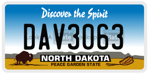 DAV3063  license plate in ND
