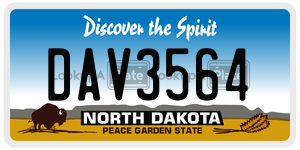DAV3564  license plate in ND
