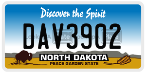 DAV3902  license plate in ND