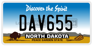 DAV655  license plate in ND