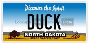 DUCK  license plate in ND