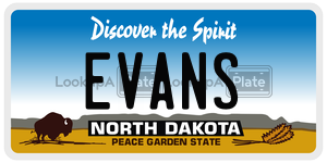 EVANS  license plate in ND