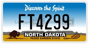 FT4299  license plate in ND