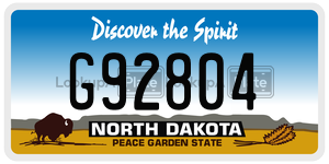 G92804  license plate in ND