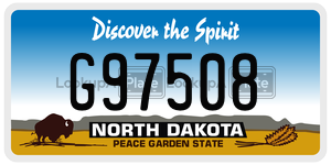G97508  license plate in ND