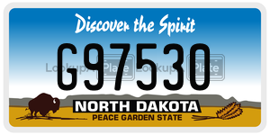 G97530  license plate in ND
