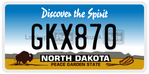 GKX870 license plate in North Dakota