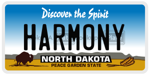 HARMONY  license plate in ND