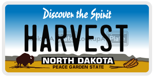 HARVEST  license plate in ND