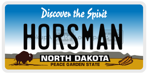 HORSMAN  license plate in ND