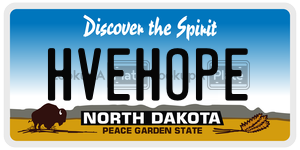 HVEHOPE  license plate in ND