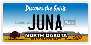 JUNA  license plate in ND