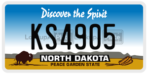 KS4905  license plate in ND