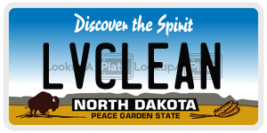 LVCLEAN license plate in North Dakota