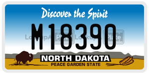 M18390 license plate in North Dakota