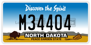 M34404 license plate in North Dakota